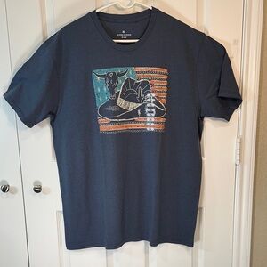 Men's Blue Graphic Tee with Western Design